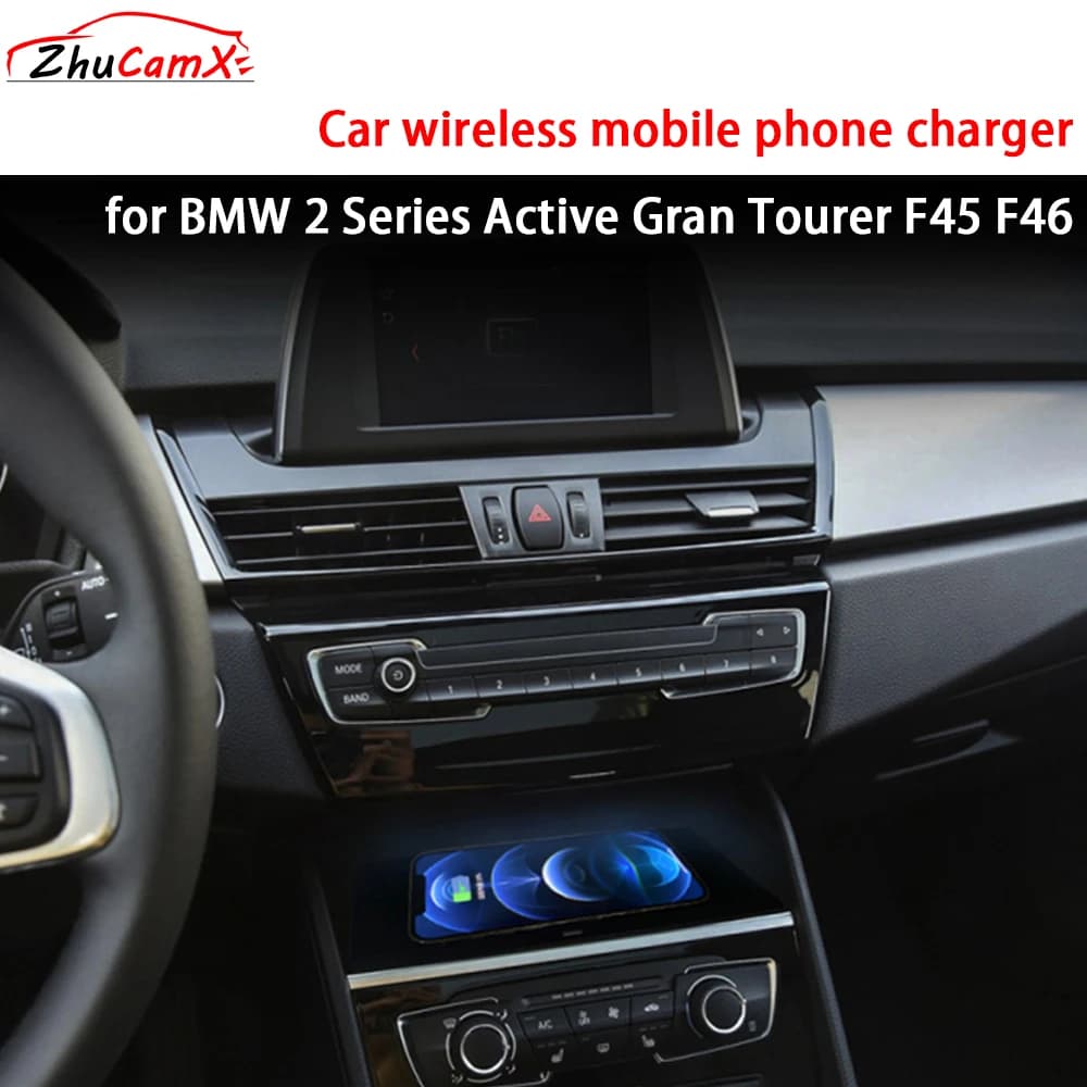 Per BMW Serie 2 Active Gran Tourer F45 F46 Console centrale di stoccaggio Caricatore per telefono cellulare wireless QI 18W Magsafe Ricarica rapida