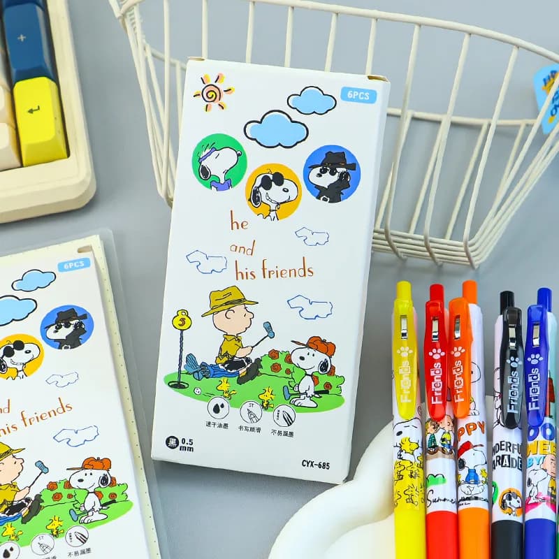 Nuovo modello Snoopy - Penna Gel Personalizzata con Punta a Pressione, Creativa e Carina, Accessorio Anime per Studenti, Asciugatura Rapida, Inchiostro Nero