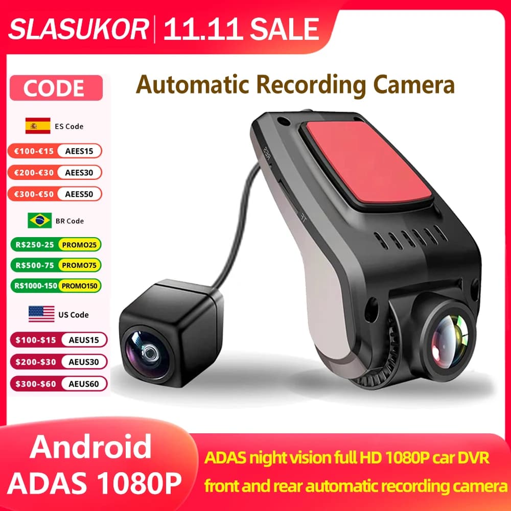 Full HD ADAS Night Vision 1080P autoradio DVR fotocamera di registrazione automatica anteriore e posteriore videoregistratore automatico videocamera a doppia lente