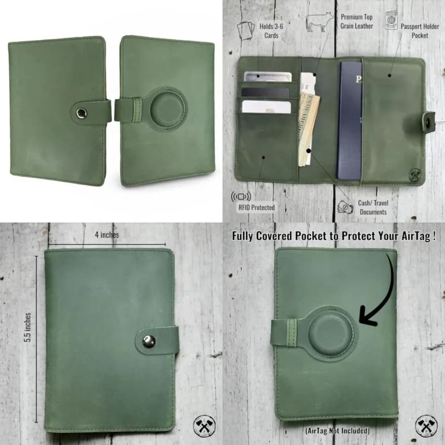 Porta Passaporto in Vera Pelle Compatibile con Portafoglio Moto Tag per Uomo e Donna, Blocco RFID per Viaggi Sicuri