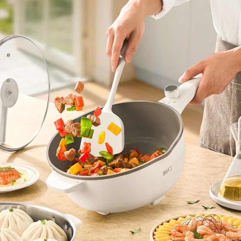 Padella elettrica, pentola elettrica, pentola multifunzione per cottura a vapore e cucina domestica, padella antiaderente multiuso da 4 litri