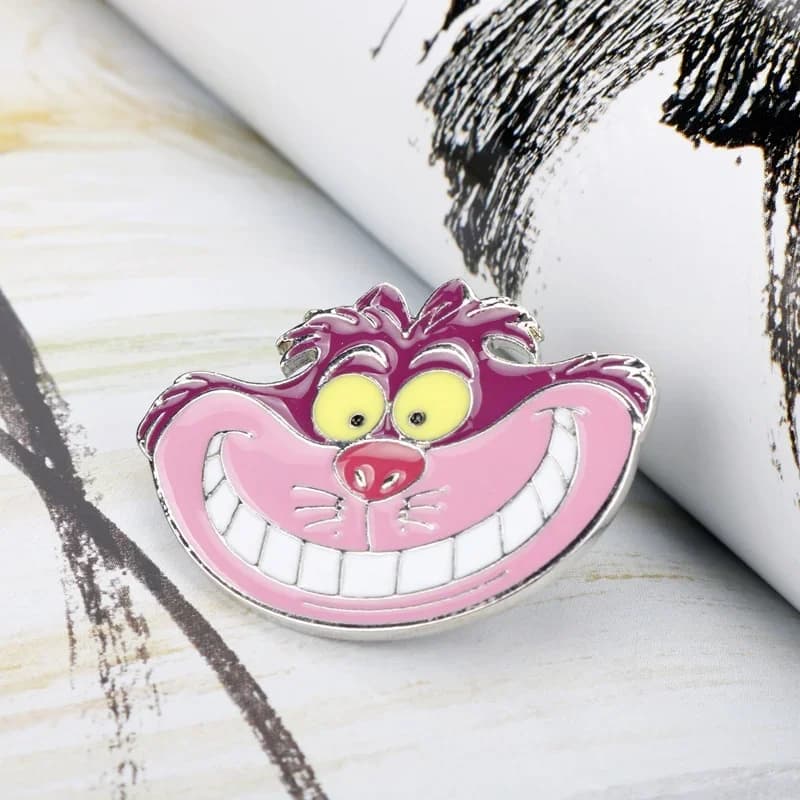New Cartoon Anime Brooch Fashion Backpack Pin Alice In Wonderland Brooches for Women Cheshire Cat Badge Birthday Gift