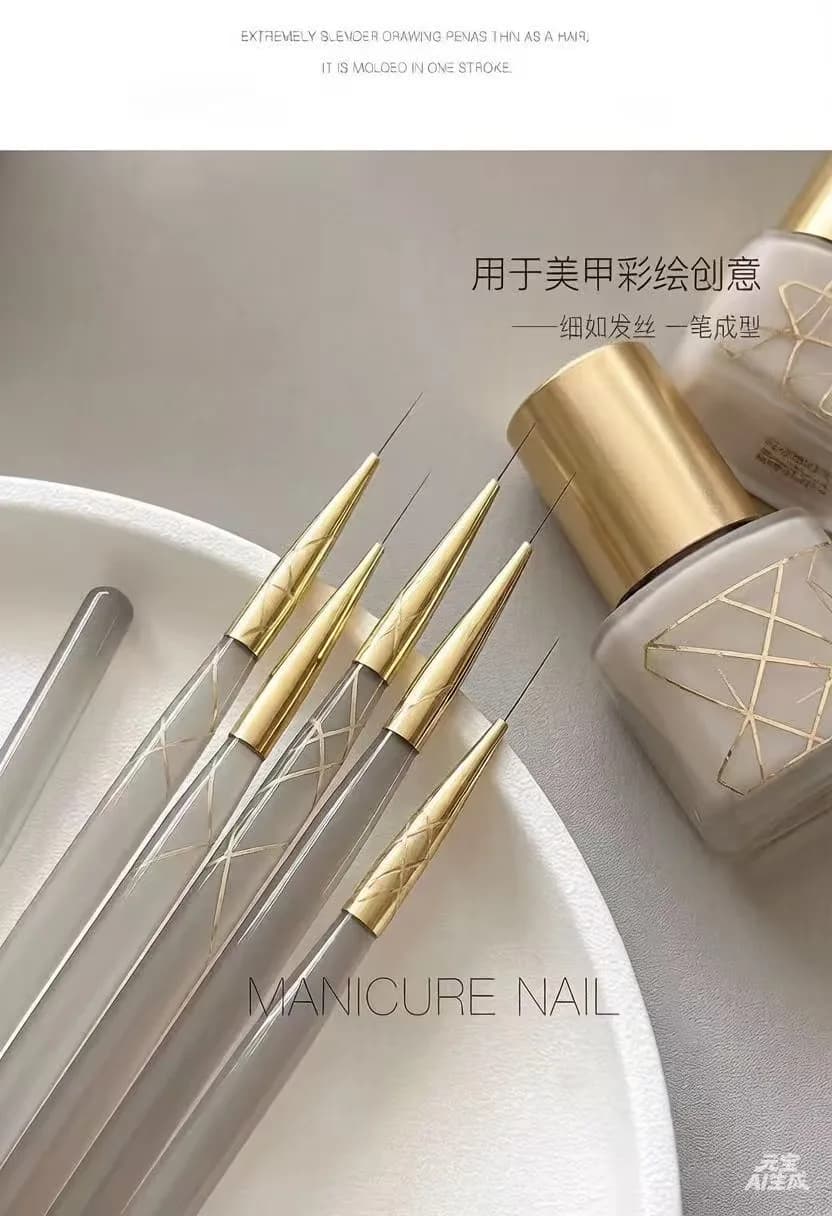Pennelli per Nail Art, Pennelli di Precisione per Dettagli Sottili, Set di 5 Penne Ultra-Fine per Disegno Unghie, per Manicure e Nail Art Fai-da-Te