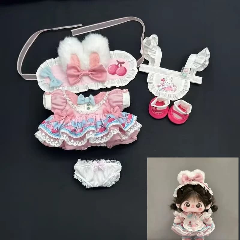 Abito da bambola in cotone da 20 cm 'Cherry Tea Tea Rabbit', abito da principessa con vestito da bambola carino e non attributo