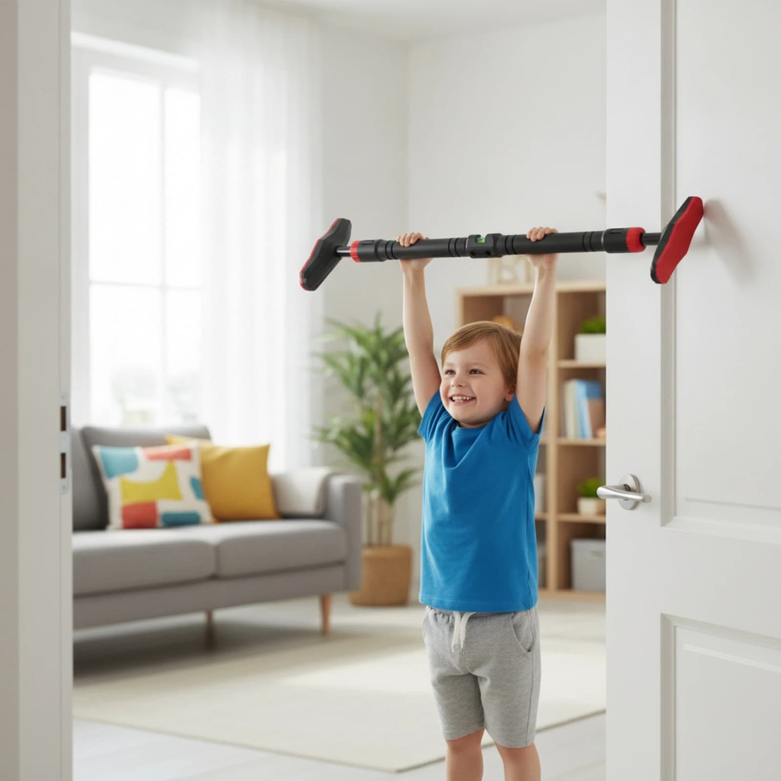 Doorway Pull-up Bar No-Drill Doorway Pull up Bar Anti-Rotation Adjustable for Renters, Apartments