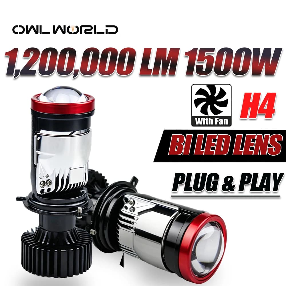 H4 Plug and Play Led Bi Lens Turbo Fan LED Led Projector Lens H4 Hi/Lo Beam 1:1 Mini Canbus 1500W 1200000LM Bulbs Super Bright