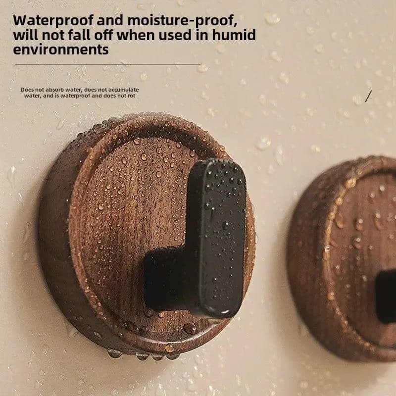 Gancio in legno di noce con ventosa potente per carichi pesanti, senza foratura, per porta d'ingresso, cucina, bagno, appendiabiti