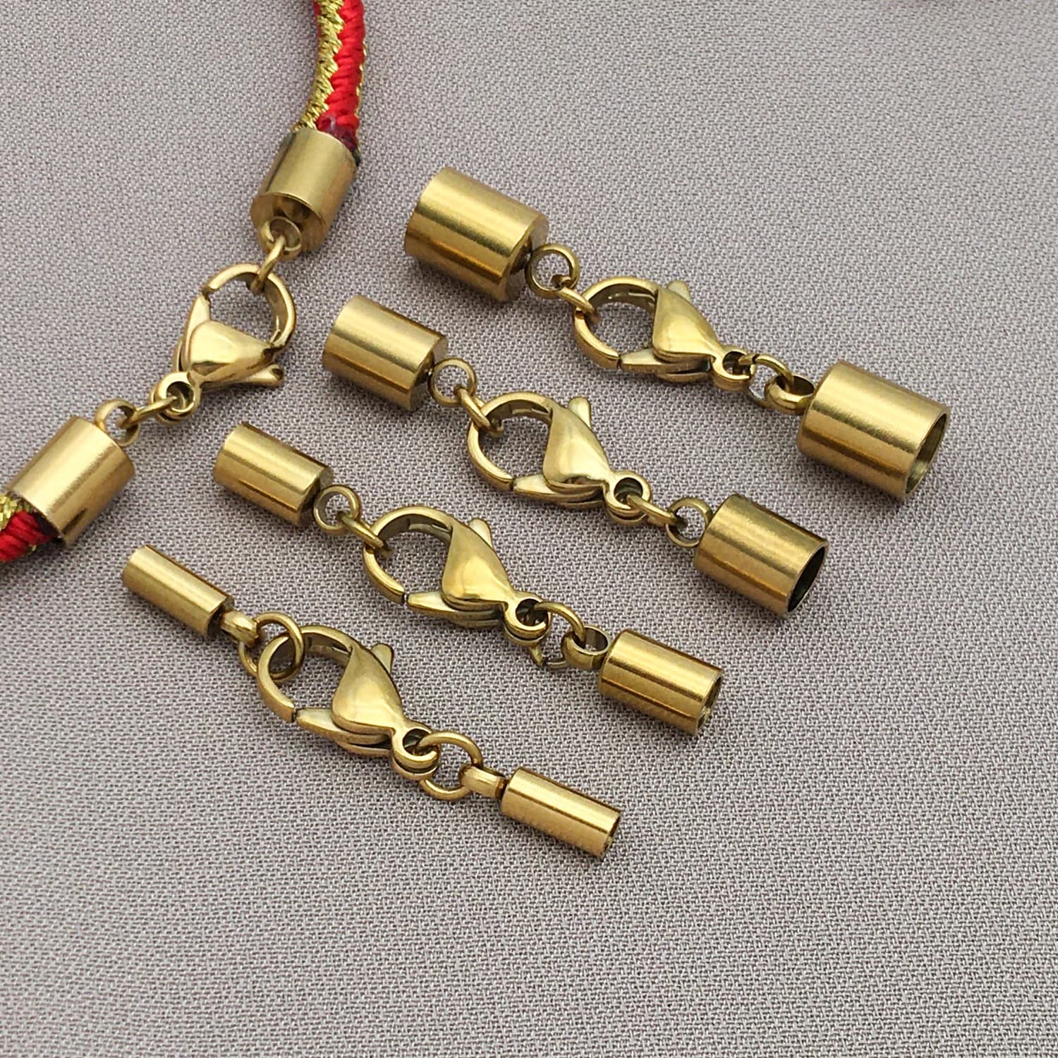 2 pcs/lot Stainless Steel Mosque Locks Golden, Crimping Terminals for Leather, Connectors for Creation Bracelets Make by You, Wholesale Items