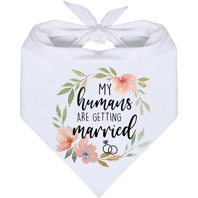 White Wreath Pattern Dog Cotton Bandana Wedding Photo Props Accessories Bachelorette Party Bridal Shower Engagement Decoration