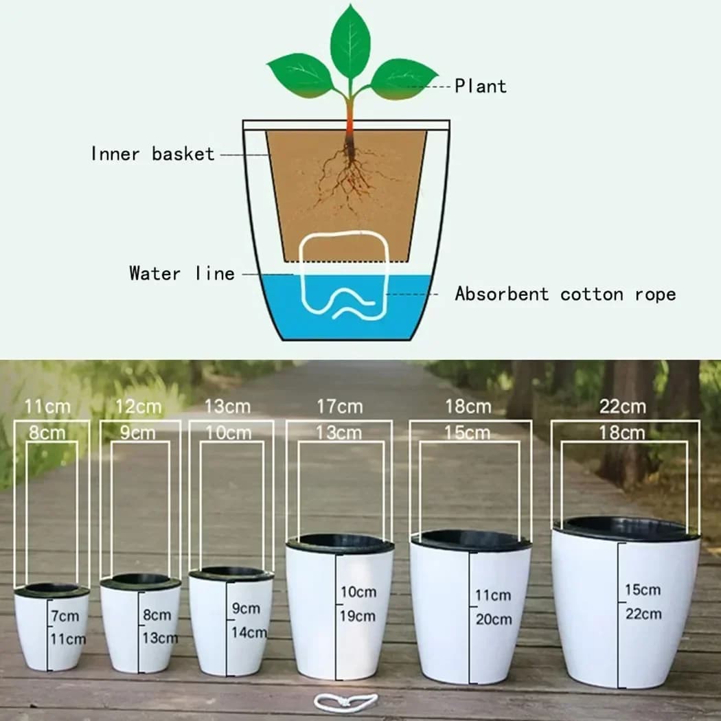 1pc Lazy Hydroponic Flower Pot Water-Absorbing Flowerpot Plastic Self Watering Planters Living Room Decor