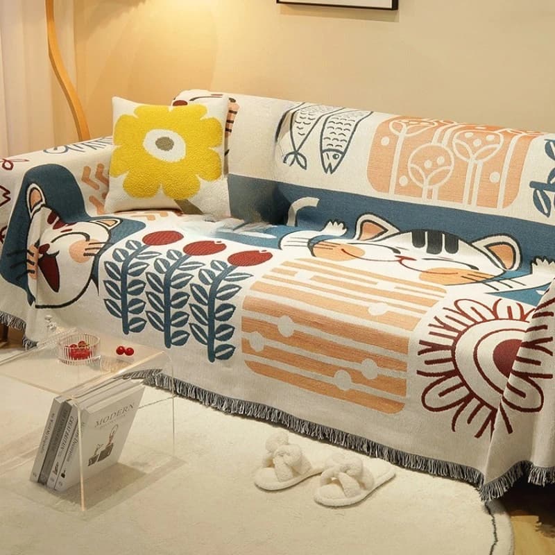 Copridivano universale in maglia stile nordico, coperta copridivano completa, copricuscino per divano singolo, tre posti, per tutte le stagioni