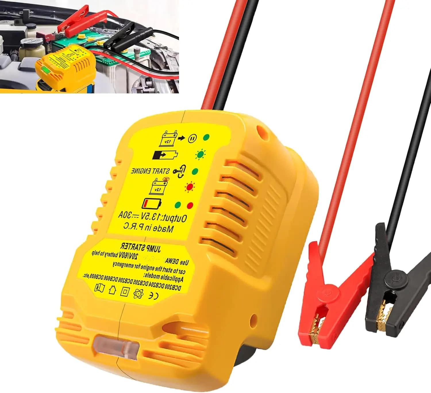 Adattatore Jump Starter per batterie agli ioni di litio da 20 V/60 V con cavi jumper (nessuna batteria inclusa)