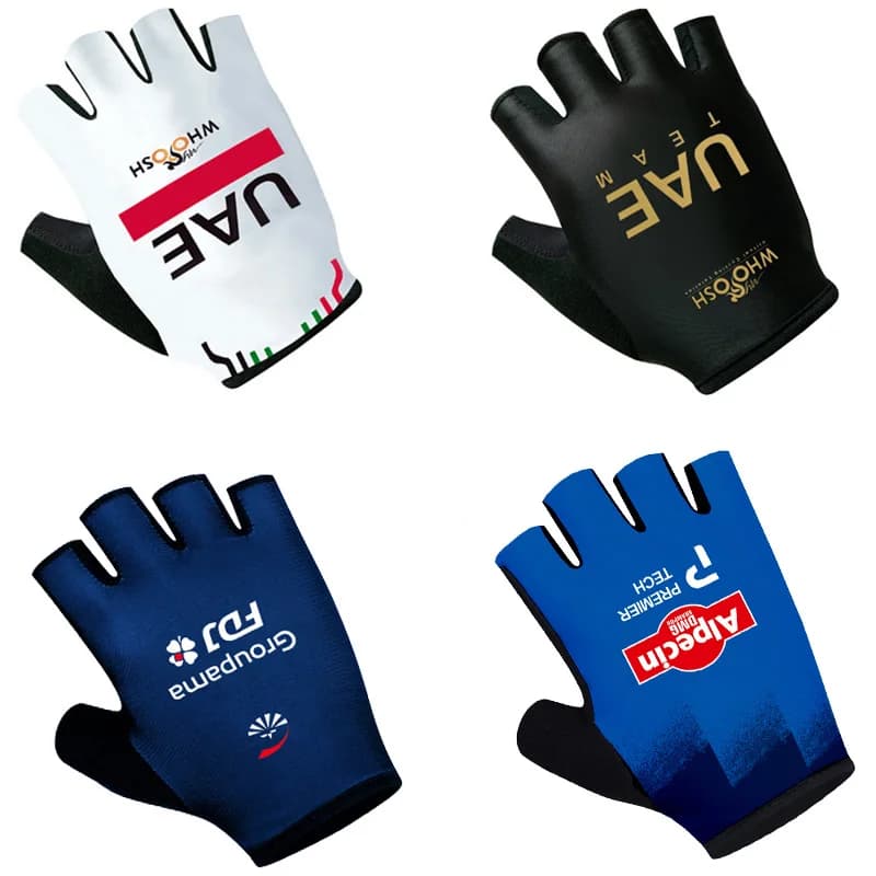 2025 UAE Cycling Gloves Half Finger Team FDJ Man Road Bike Gloves Running Fitness Gym riding sports bike gloves