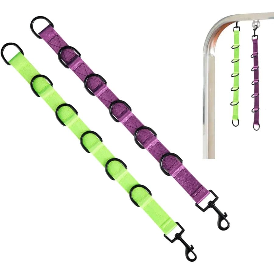 Cinghia di estensione per anelli per toelettatura per cani 2 pezzi 6 DRing Cinghie per estensione del braccio del tavolo per toelettatura per cani Sposo Restranit Noose Guinzaglio Quick Rele