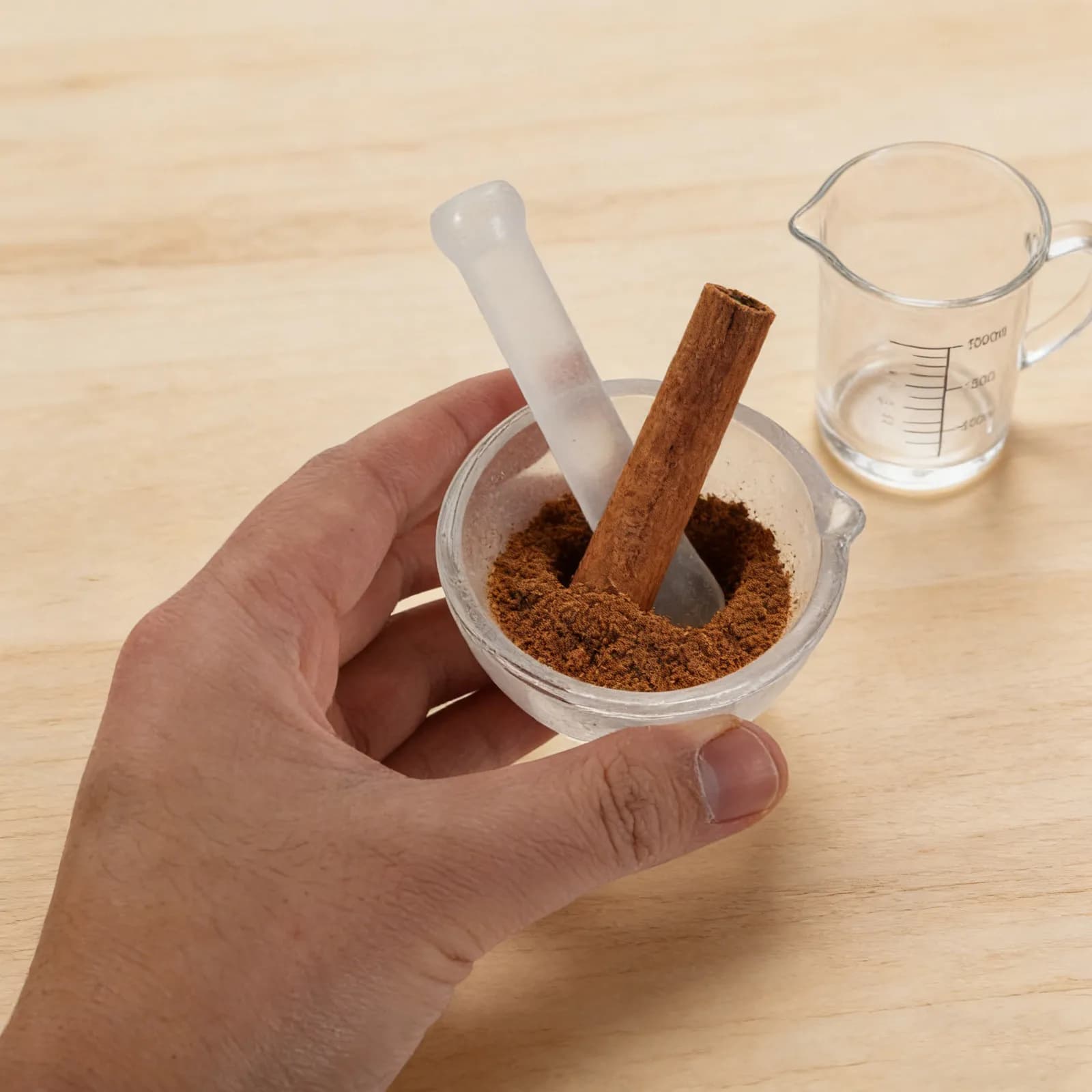 Set di Mortaio e Pestello in Vetro, Mini Tritatore Portatile per Spezie, Schiacciapatate, Ciotola per Polveri da Cucina e Laboratorio