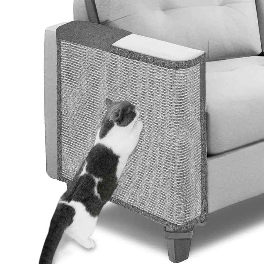 Protezione per Divano Anti-Graffio, 60x50 cm, Tappetino Protettivo per Mobili da Graffiare, Scudo per Bracciolo del Divano con Sisal Naturale Grigio per Gatti