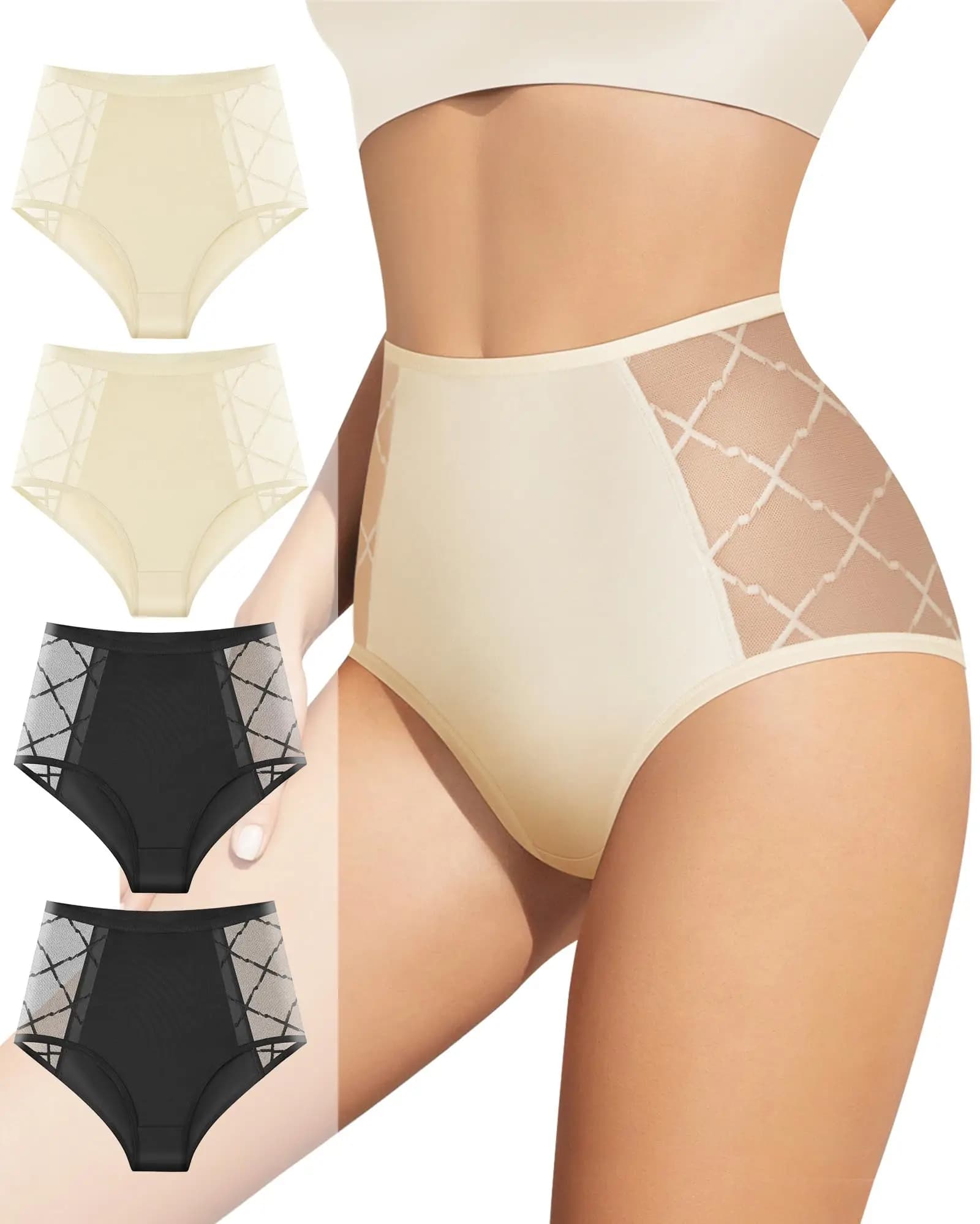 Biancheria intima da donna MEIYATING mutandine intimo da donna senza cuciture a vita alta slip setosi a copertura totale confezione da 4