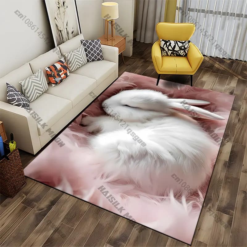 Soft fluffy sleeping rabbit carpet Yoga living room room decor children's crawling mat doormat area rug games mat