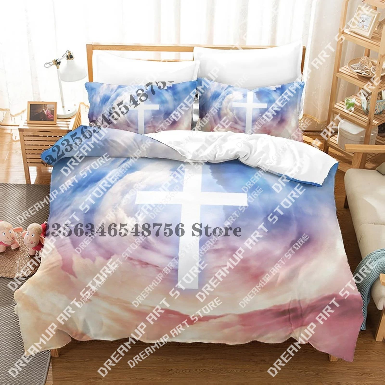 3D Print Jesus Cross Bedding Set Boys Girl Twin Queen King Size Duvet Cover Pillowcase Bed boys Adult Home Textiles