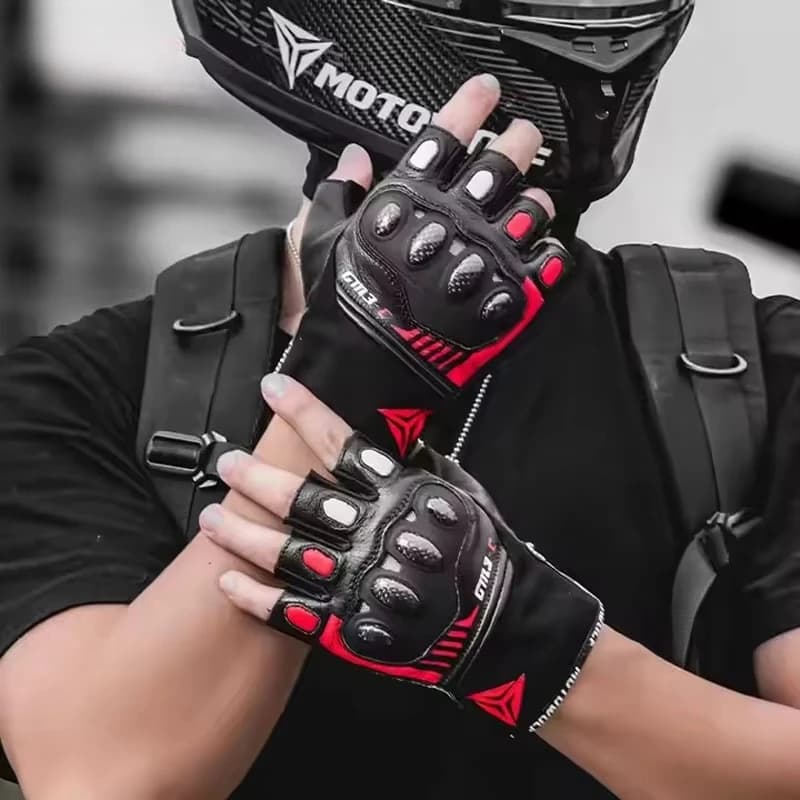 MOTOWOLF Summer Half-Finger Motorcycle Glove for Men Women Hard Knuckles Carbon Fiber Protective Gear for Outdoor Cycling Racing