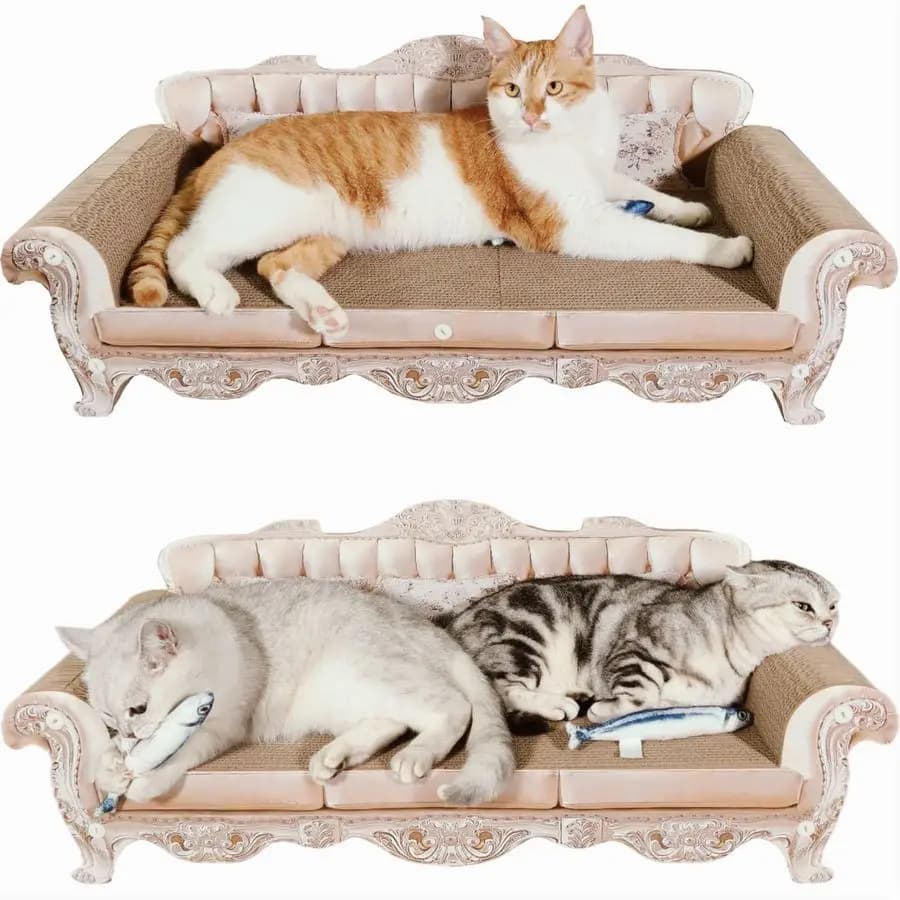 Grande Tiragraffi per Gatti a Forma di Divano, 31,5 Pollici, in Cartone Ondulato Infinity Durevole, Lettino per Gatti, Letto Moderno ed Elegante, Lusso Sc