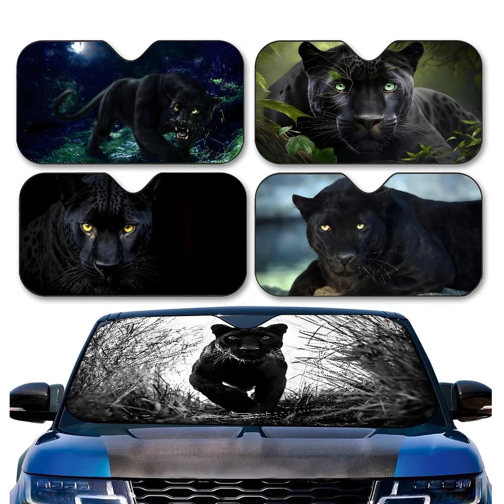 Foresta Animale Nero Modello Leopardo Parabrezza Parasole Finestra di Automobile Parabrezza Copertura Parasole Auto Visiera Parasole Auto-copre Auto
