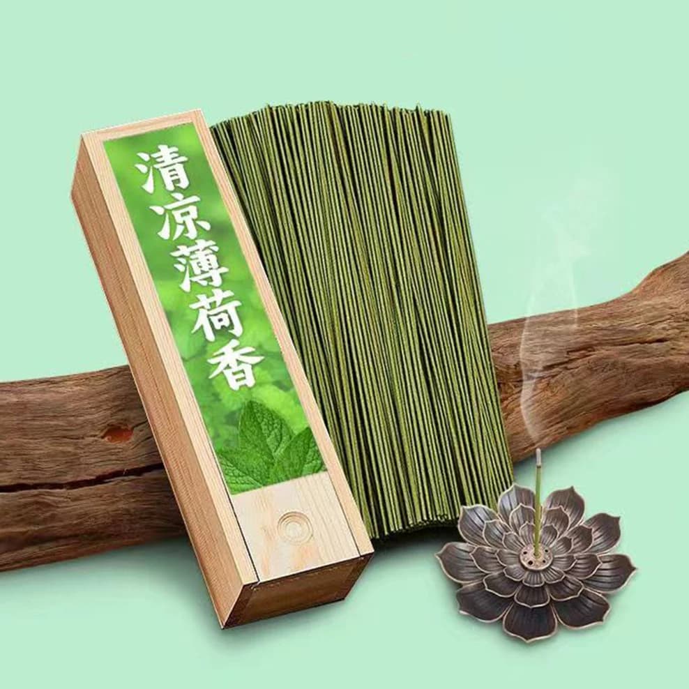 Incenso Naturale di Menta e Assenzio, Bastoncini per Aromaterapia e Purificazione Interna, Incenso Tranquillizzante in Scatola di Legno per la Casa