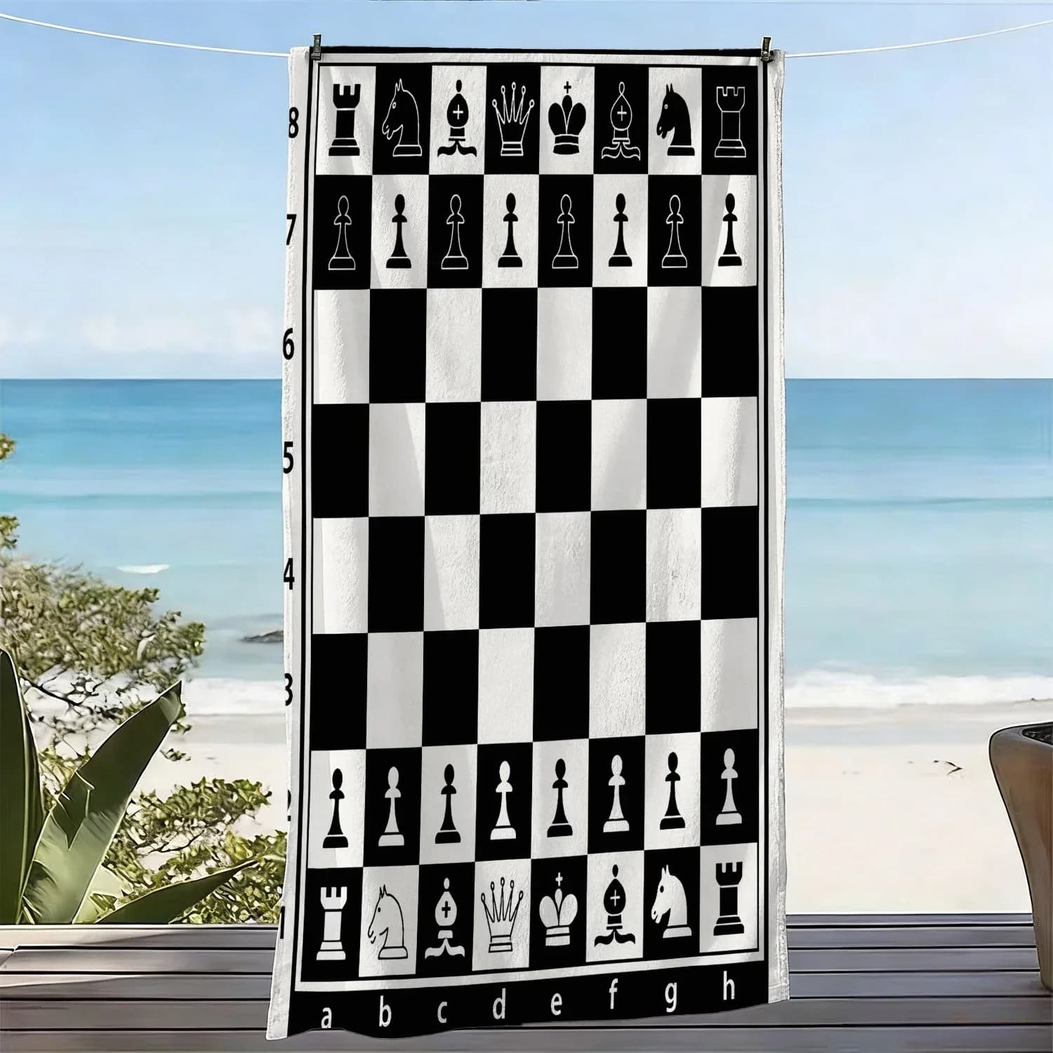 Giant Chess Board Beach Towel Set for Pool Beach Picnic Game Outdoor Summer Decoration