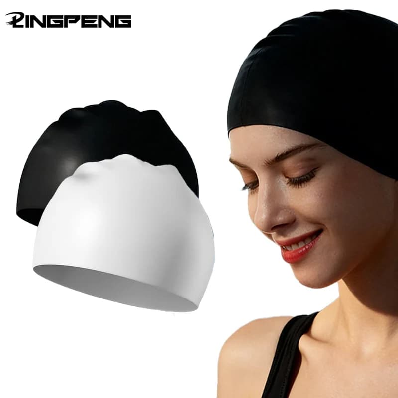 Swimming Equipment Waterproof Solid Color High Elastic Diving Hat Silicone Swimming Caps Long Hair Large Swim Caps Bathing Caps