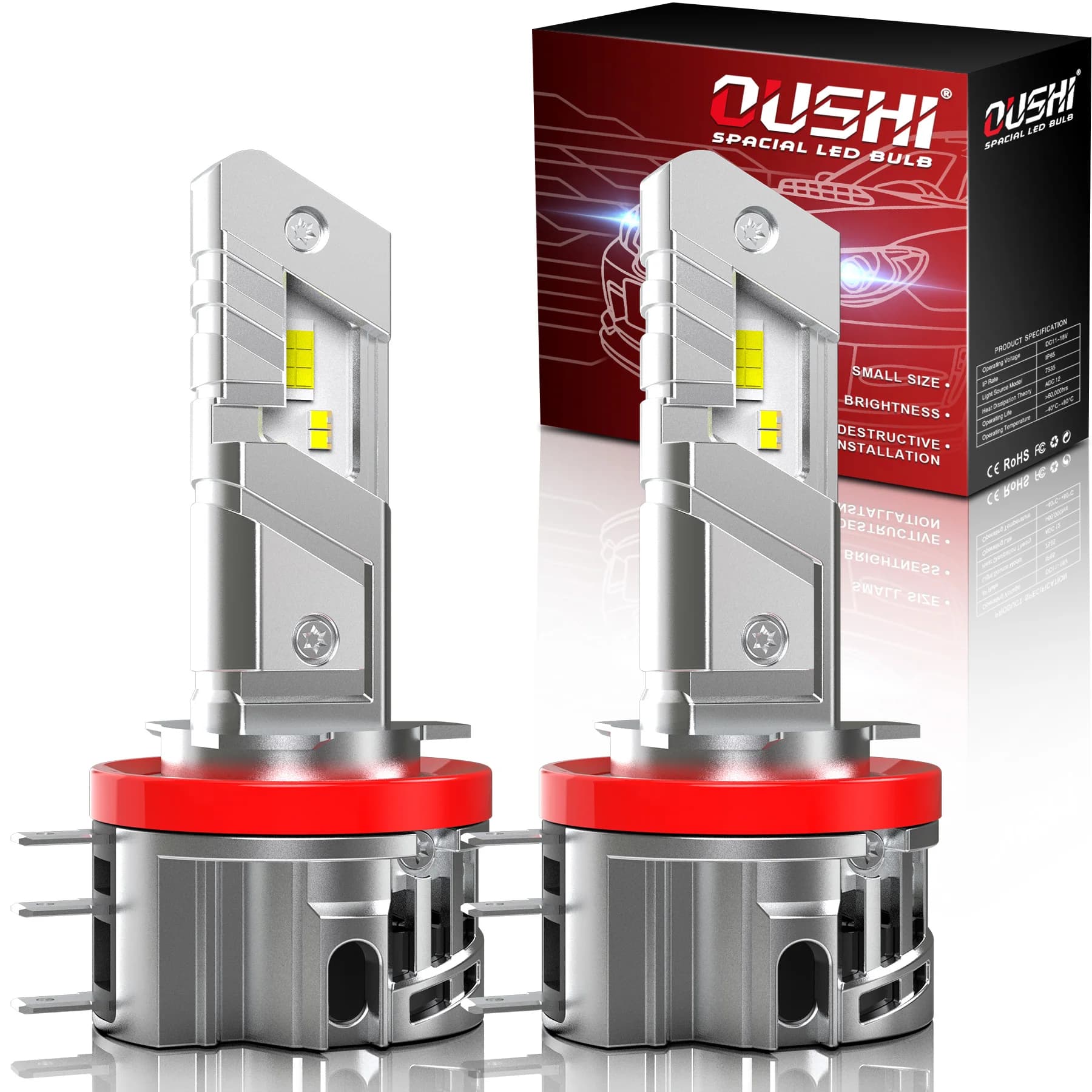 OUSHI 2 pz H15 Ha Condotto La Lampadina Del Faro Dell'automobile Super Luminoso 6000 K Bianco Doppio Fascio Alto Basso Faro Con Ventola Per Ford F-150 Raptor