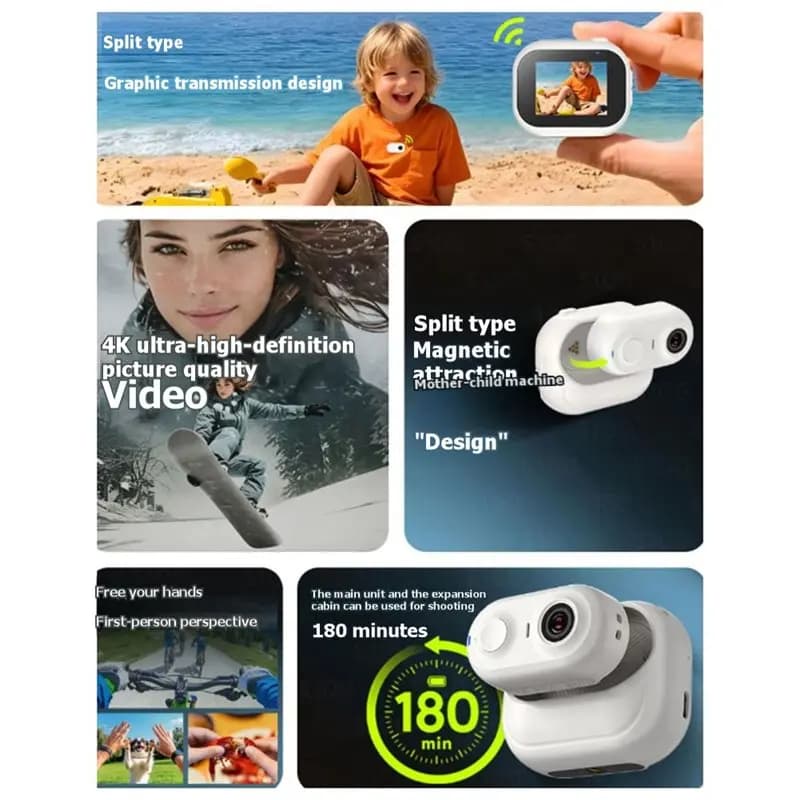 LXYB18B 4K Thumb Mounted Camera POV Lmage Transmission Action Camera For Vlogging For Body Camera Mini For Riding Hiking