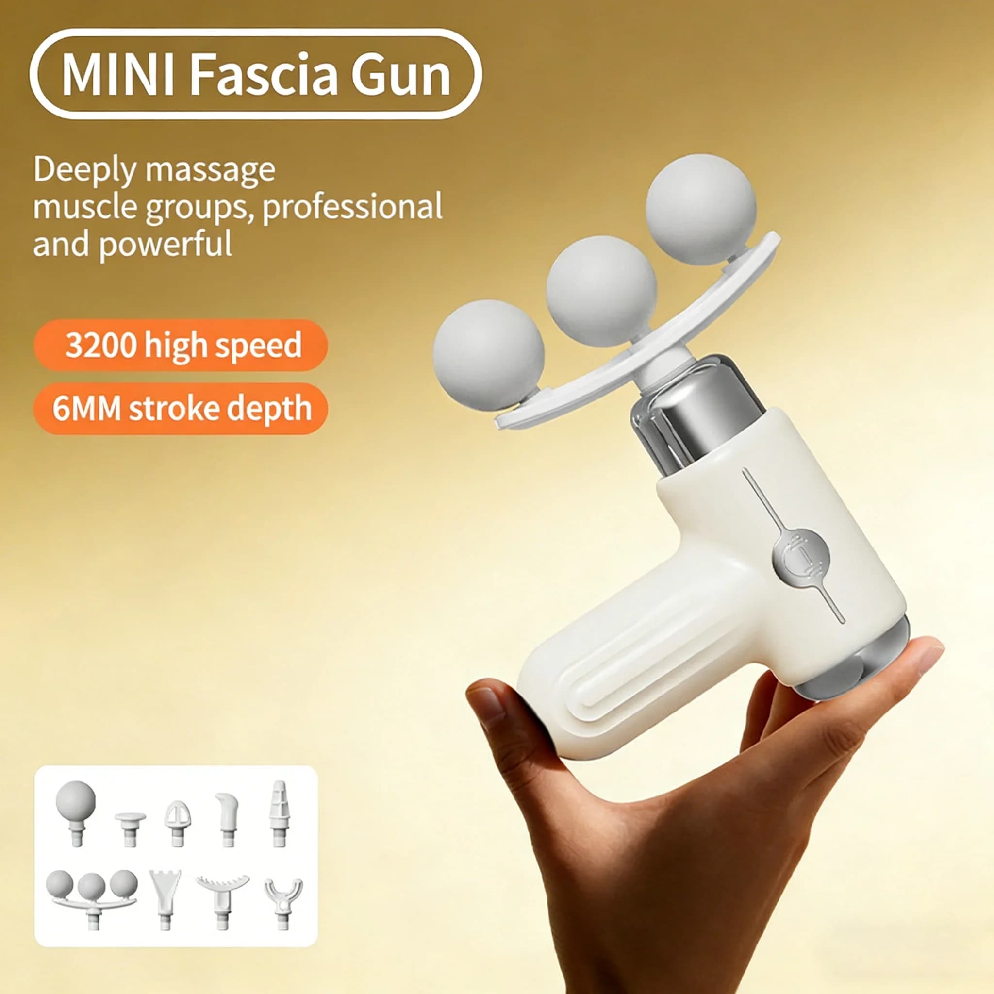 1 piece massage pad, portable percussion massager for deep muscle, for body, back and neck, elegant and ultra compact design