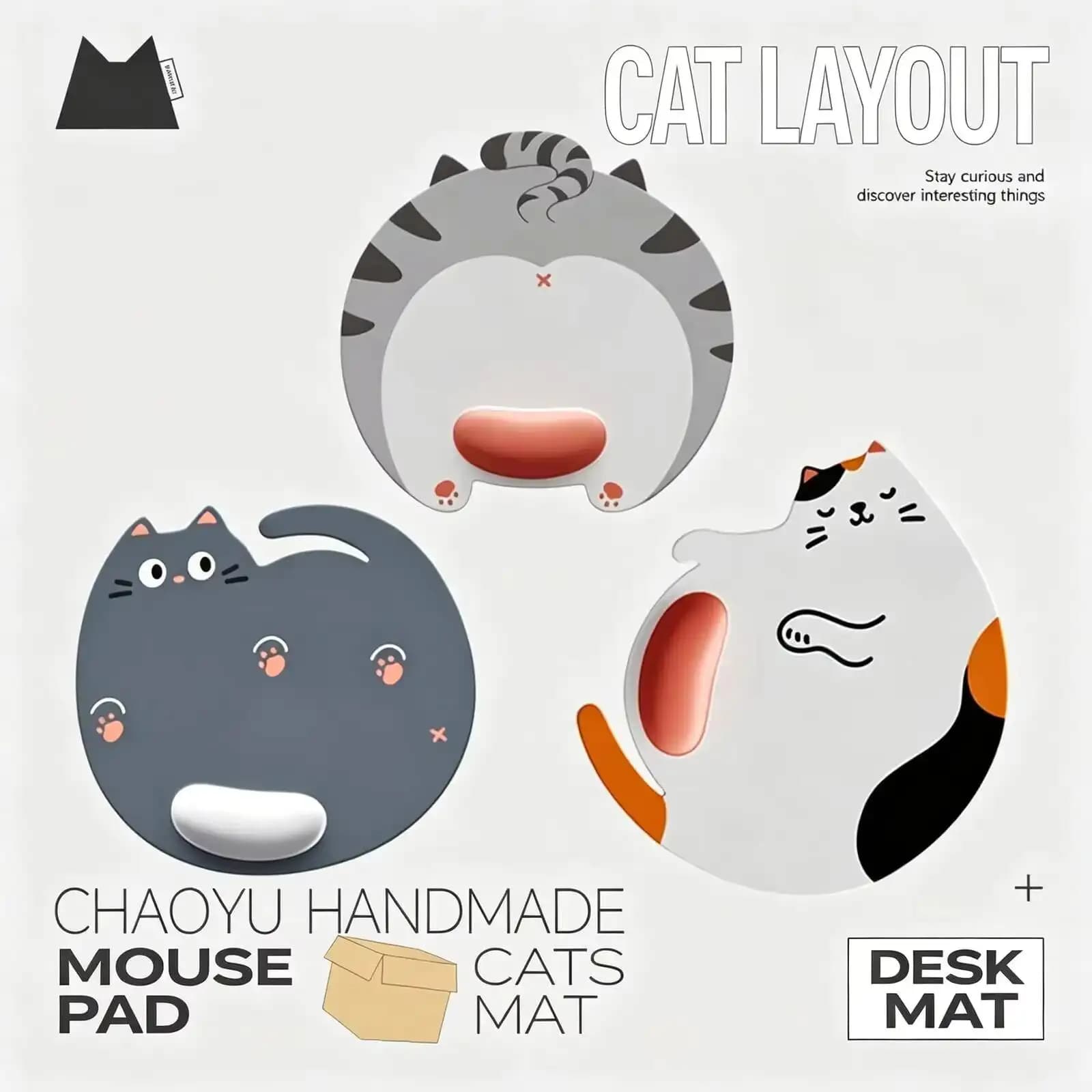 Tappetino per mouse Kawaii Cat con poggiapolsi, comfort ergonomico, allevia l'affaticamento del polso, antiscivolo con memoria di forma per casa, ufficio e lavoro