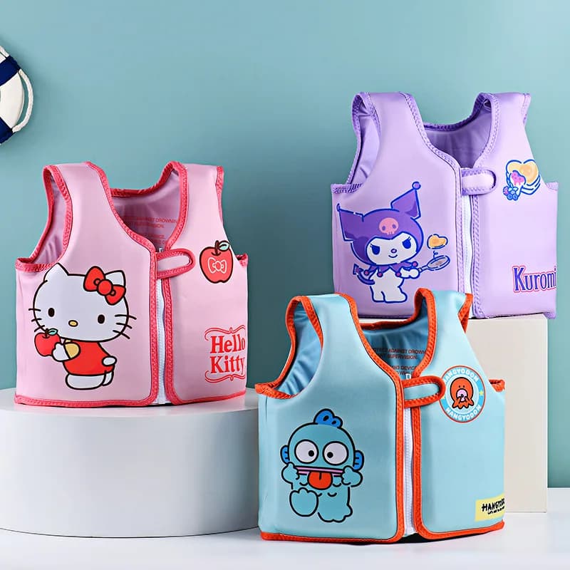 Giubbotto di salvataggio per bambini Sanrio con personaggi dei cartoni animati: Hello Kitty, Kuromi, Cinnamoroll - Gilet galleggiante per nuoto all'aperto