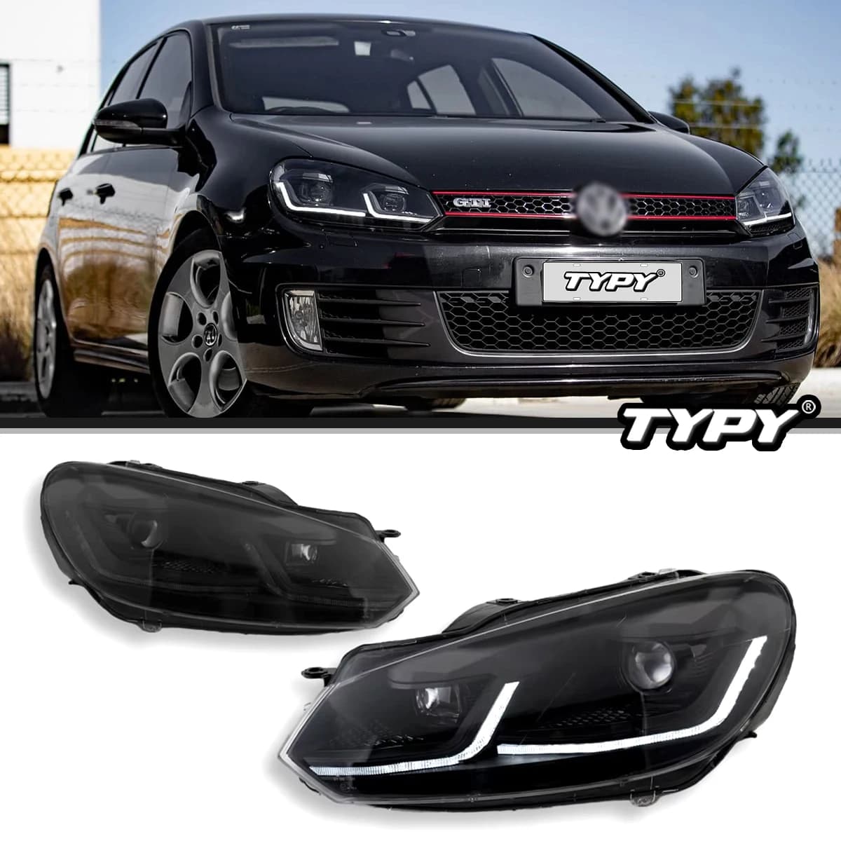 TYPY Car Light per VW Golf 6 faro Mk6 2009-2012 LED proiettore lente faro DRL indicatori di direzione lampade abbaglianti