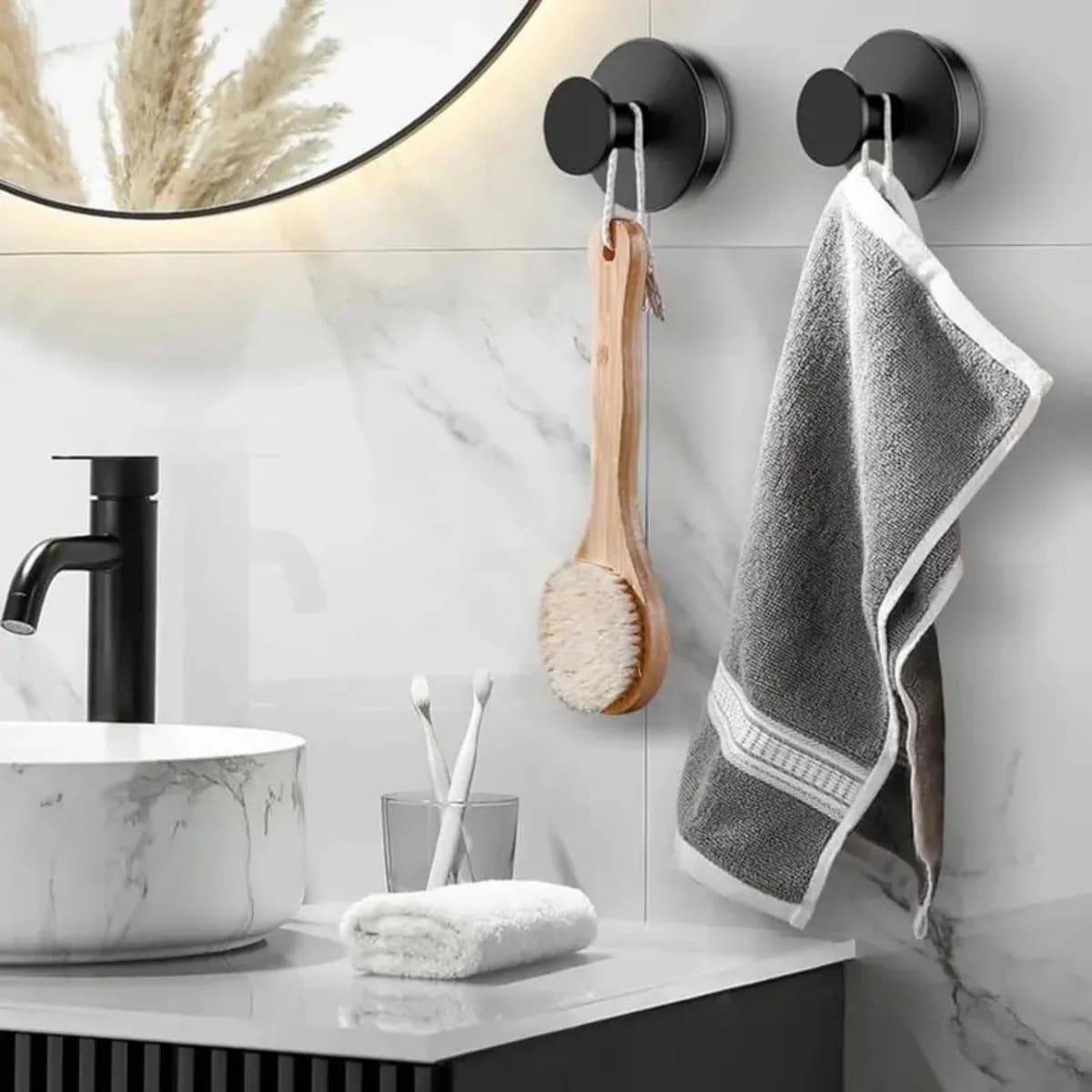 2 Pezzi Ganci a ventosa sottovuoto senza foratura, per bagno, cucina, parete, vetro, per asciugamani e borse