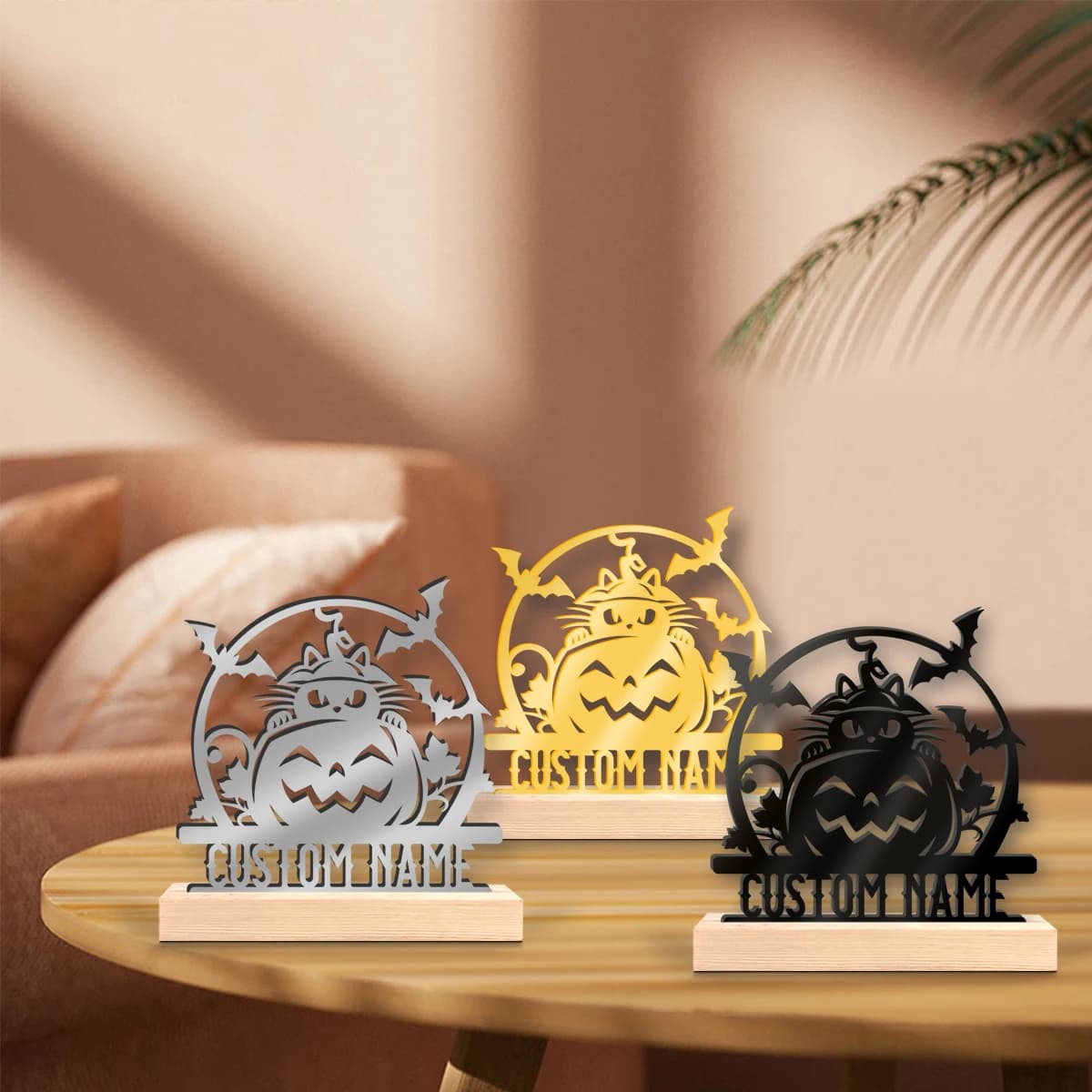 1pc Interesting Desktop Metal Statues Custom Content Equipped with A Wooden Base Room Decorations, Bar Counter Decorations
