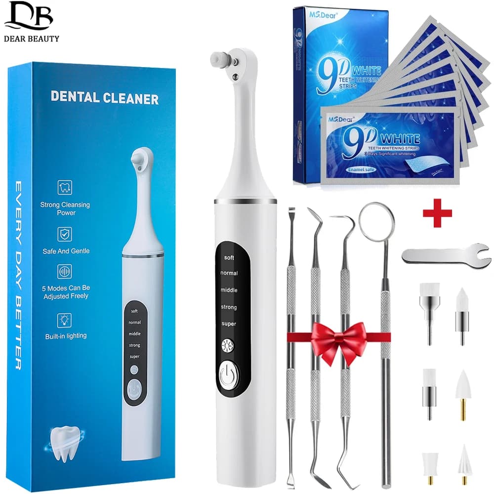 Electric tooth polisher Rechargeable Dental Scaler Plate machine Calculator Tarter Remover Cleaner with whitening strips for 9D teeth