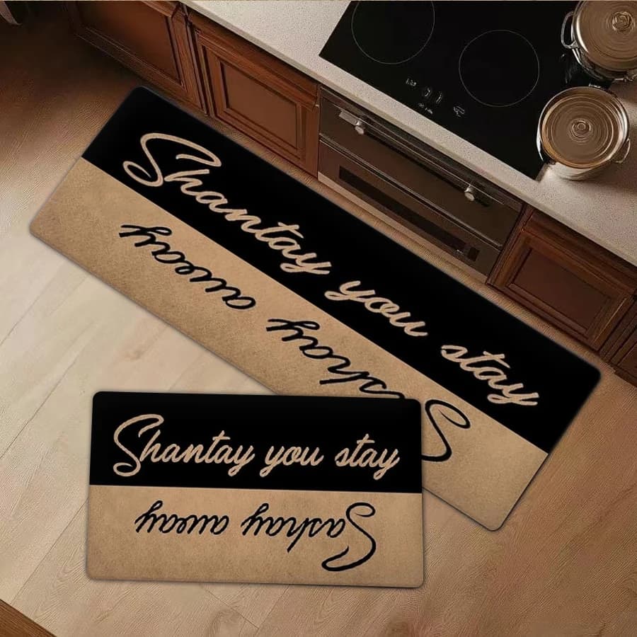 1/2/3Pcs Flannel Kitchen Mat—Funny Door Mat Shantay You Stay Sashay Away Welcome Mat Soft Flannel Non-Slip Floor Rug Indoor Decorative Entrance Mat Bathroom Kitchen Rug—Soft,Comfortable,Suitable For Bathroom,Bedroom,Kitchen,Laundry Room