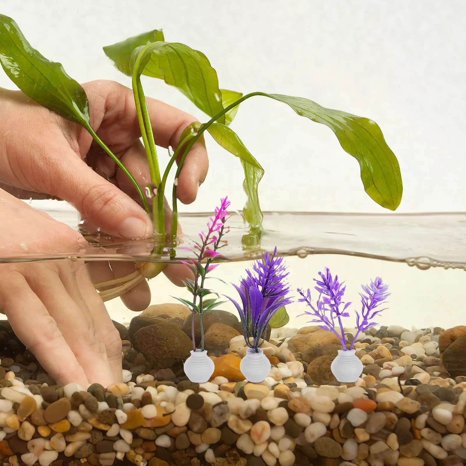 8Pcs Water Grass Micro Landscape Miniature Artificial Greenery Cluster Aquarium Fish Tank Decoration Tiny Realistic Craft Plants