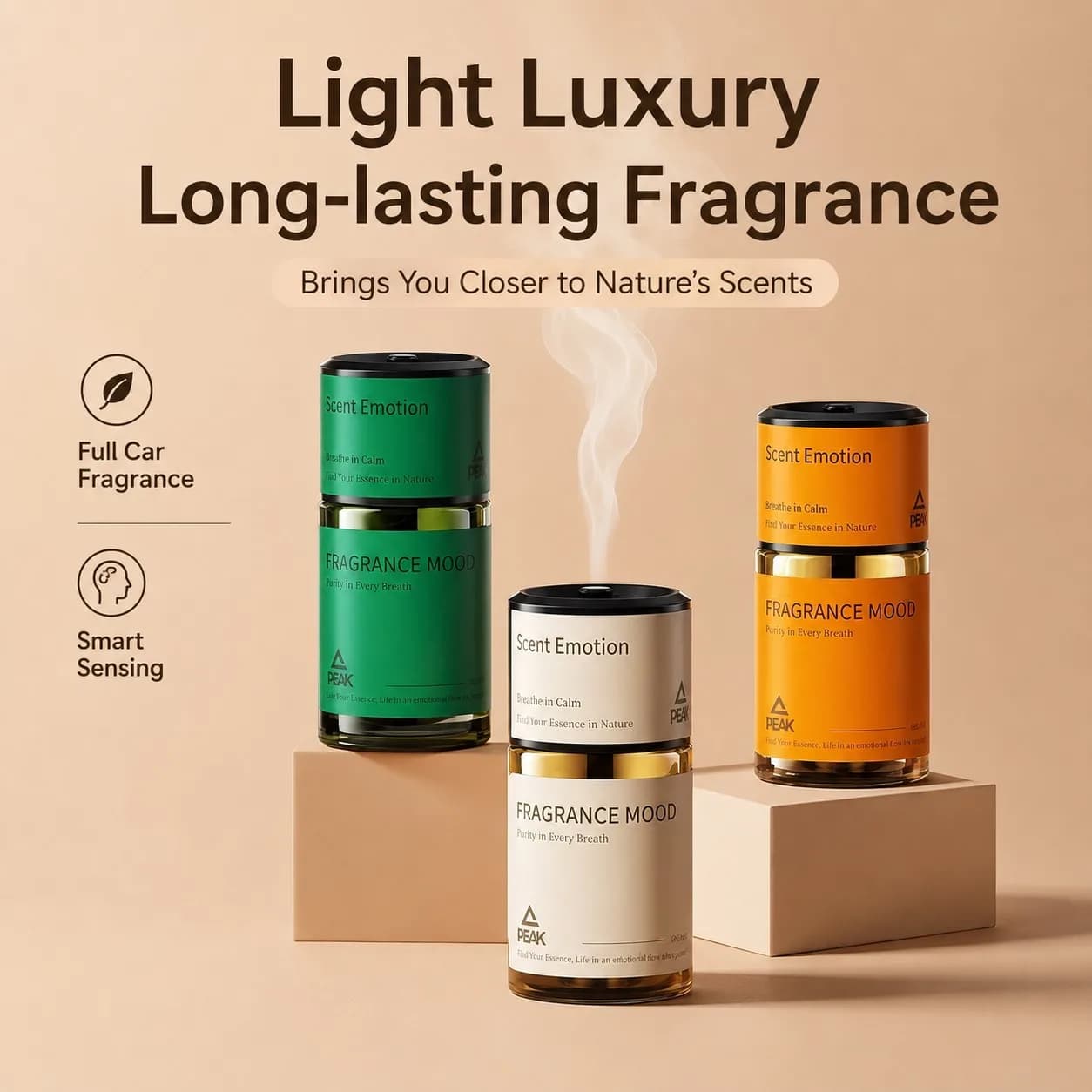 Deodorante per Auto di Alta Gamma, Spray Automatico Intelligente, Lunga Durata, Estratti Naturali di Piante, Elimina gli Odori, Senza Alcool