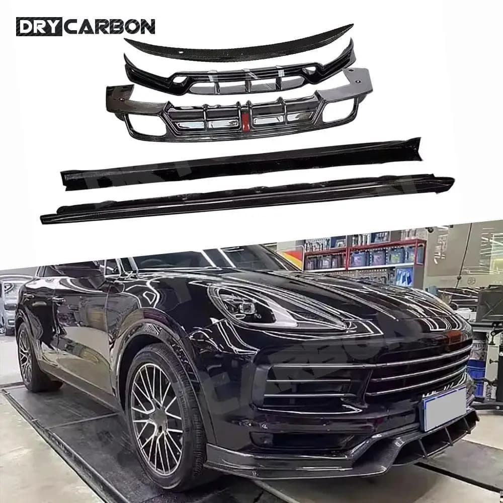 Carbon Fiber/FRP Rear Diffuser Front Bumper Lip Side Skirts Rocker Panels Car Spoiler For Porsche Cayenne Standard/Sport 2022