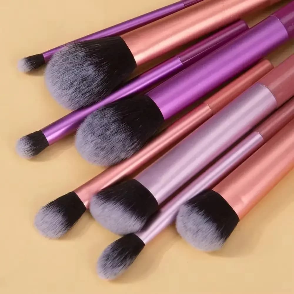 Set di pennelli per il trucco, pennelli per il trucco multifunzionali portatili in plastica da 8 pezzi per il trucco quotidiano