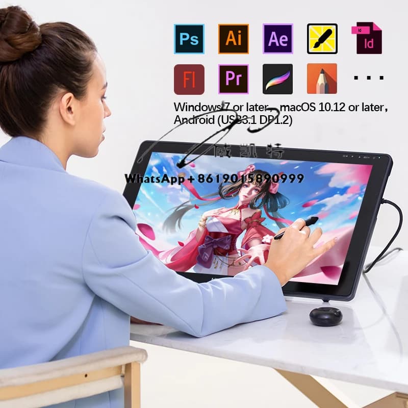 22 Plus IPS 21,5" 8192 livelli Penna Monitor da disegno digitale Tavoletta grafica con display a penna