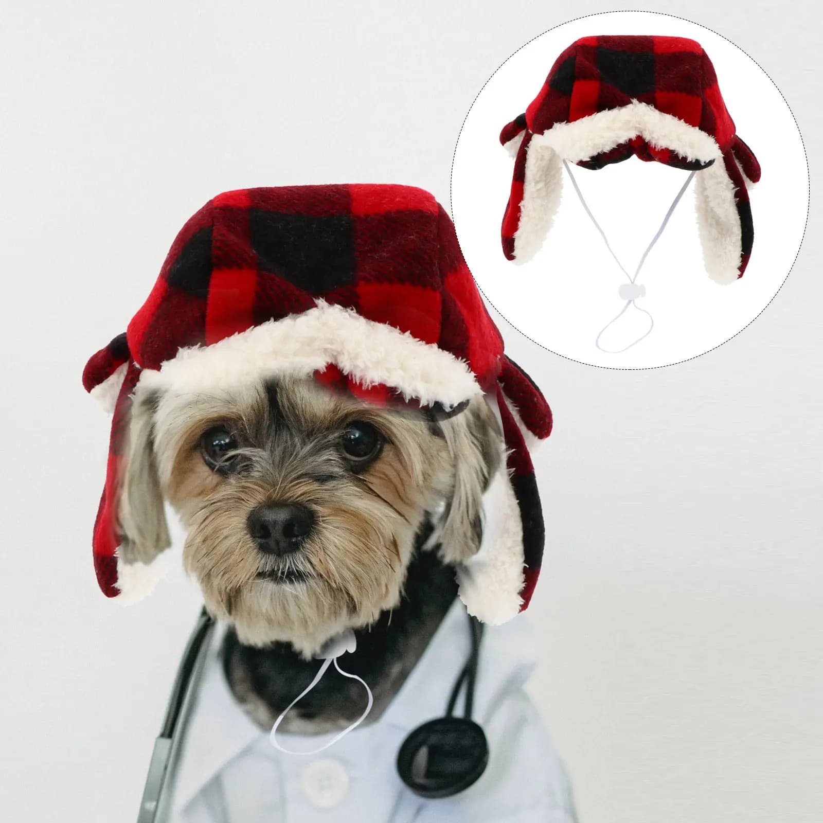 1 Pezzo Berretto Invernale Caldo per Animali Domestici, Cappello Regolabile per Cani, Berretto Casual a Quadri, Copricapo Carino per Esterni, Berretto Invernale per Cani, Cappello per Costume Invernale