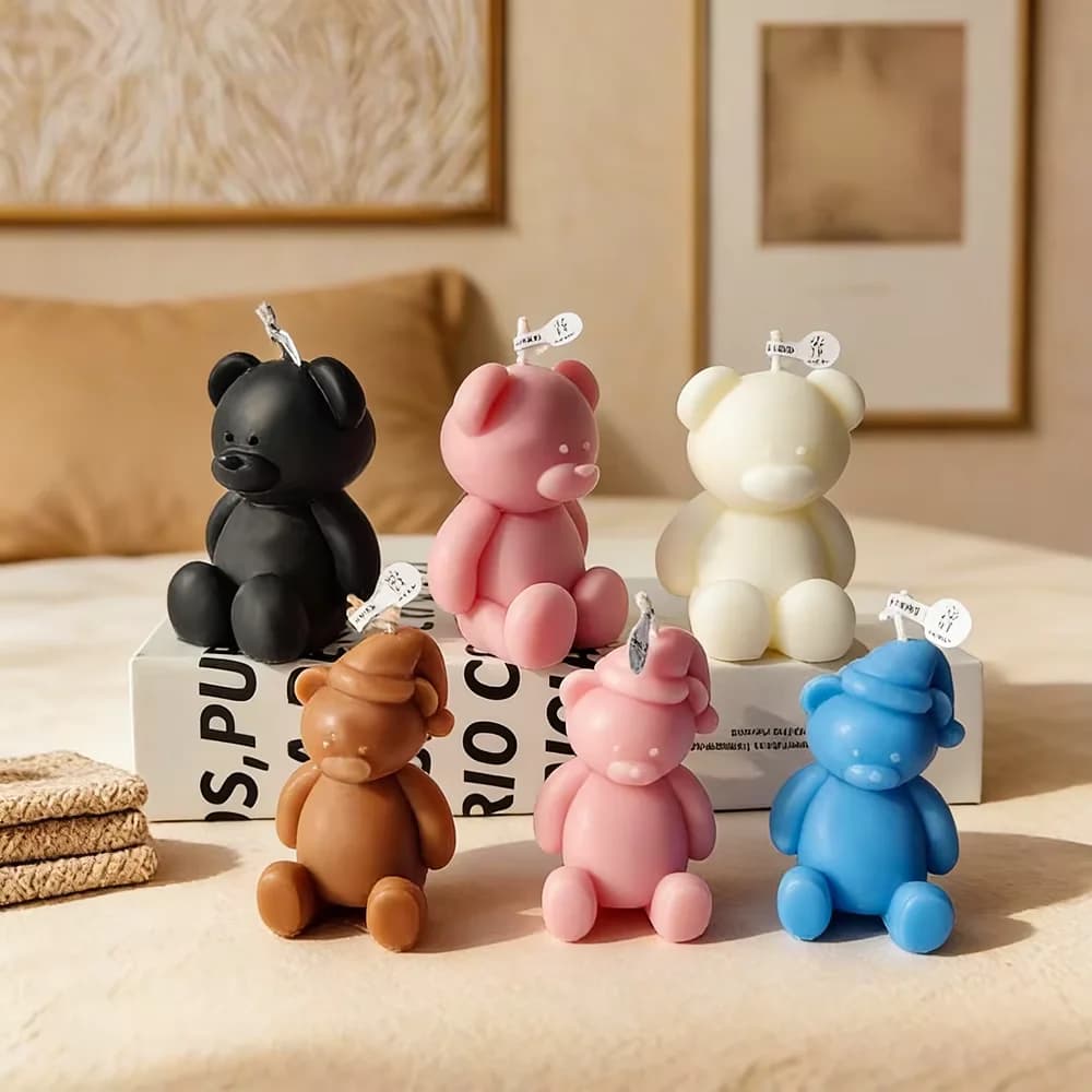 Stampo in silicone 3D a forma di orsetto cartone animato, riutilizzabile per candele, sapone, gesso, cubetti di ghiaccio, stampo per dolci, kit fai da te per realizzare regali di matrimonio e compleanno