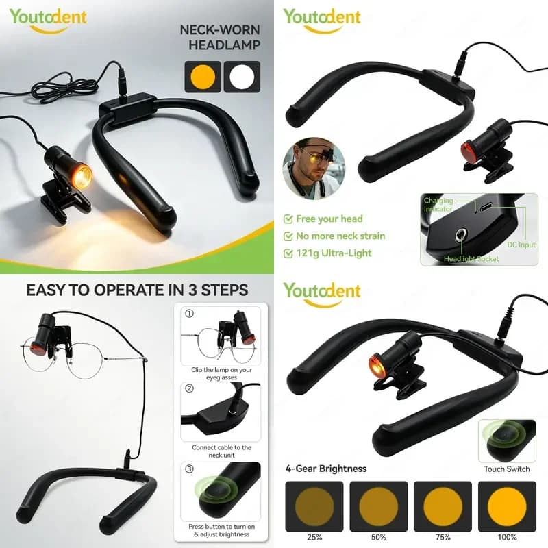 Latest model in 2026 5W LED Dental Loupe Headlamp Rechargeable Medical Head Light with Battery for