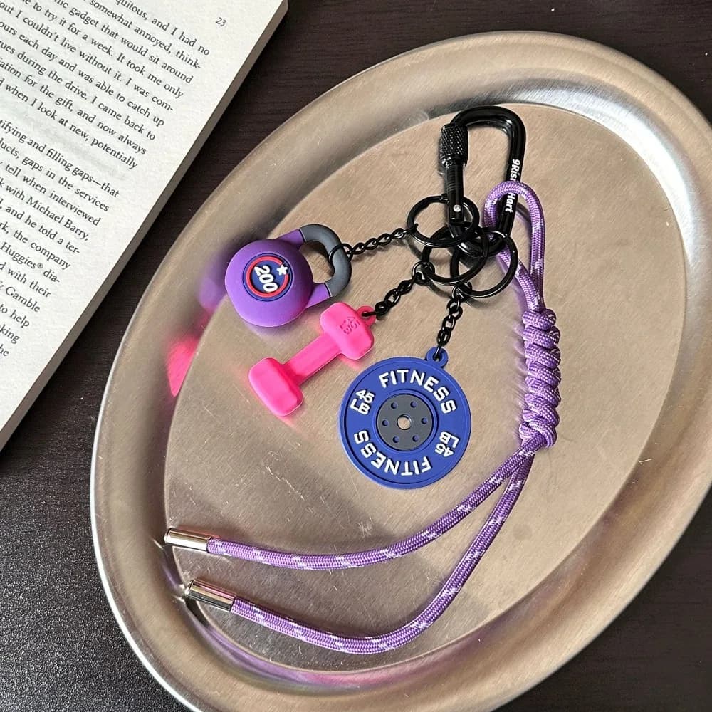 Mini Barbell Keychain Kettlebells Water Cups Simulation Manubri Keychain with D Shape Creative Buckle