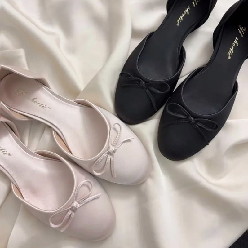 2026 New Fashionable Mary Jane Shoes Women's Soft Bottom Hollow out Slip-On Single Shoes Anti-Slip with Butterfly Knot Design