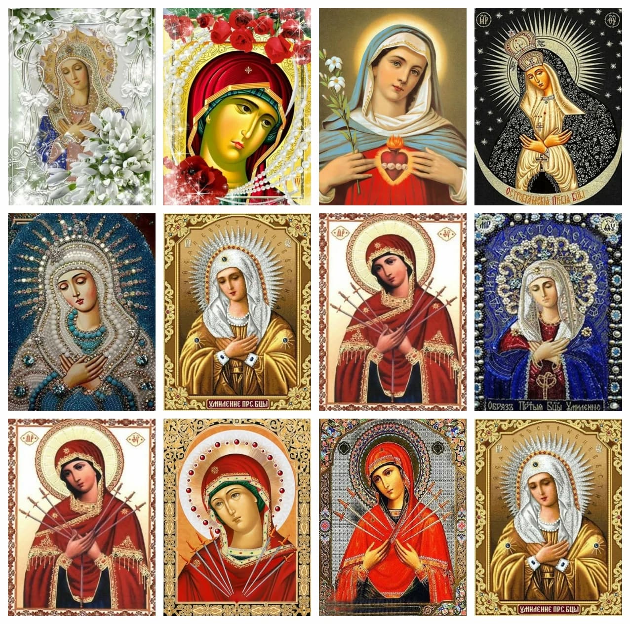 AZQSD pittura diamante vergine maria icona religiosa immagini 5d ricamo fai da te ritratto mosaico regalo kit punto croce